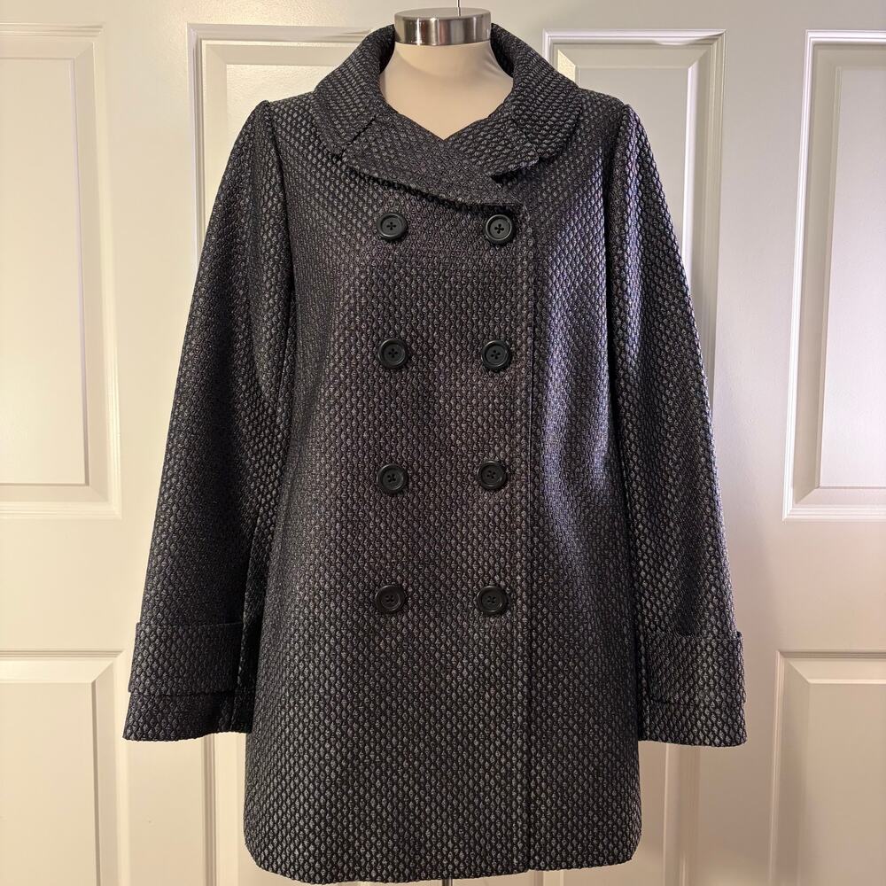 J.Crew Gunmetal Metallic Double Breasted Tweed Jacket Womens size 12
